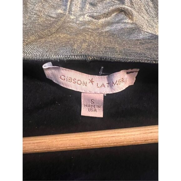 Gibson Latimer S Ruffle Statement Sleeve Cocktail Mini Dress Gold Metallic Party - Picture 9 of 10